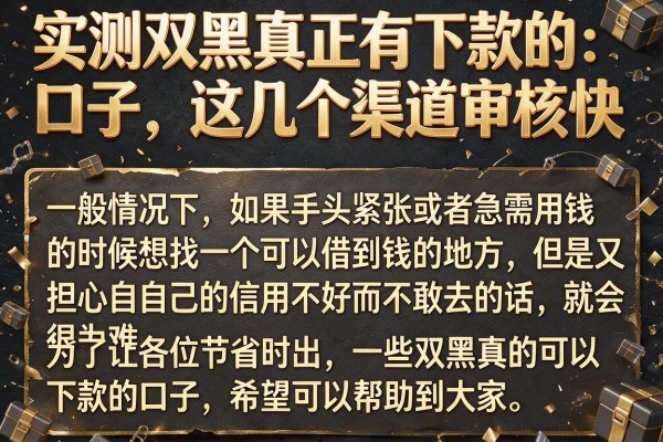 实测双黑真正有下款的口子，这几个渠道审核快