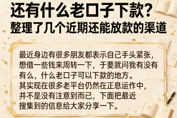 还有什么老口子下款？整理了几个近期还能放款的渠道