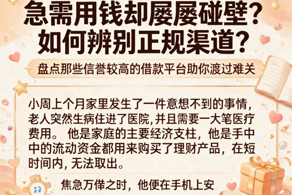 急需用钱却屡屡碰壁？如何辨别正规渠道？盘点那些信誉较高的借款平台助你渡过难关