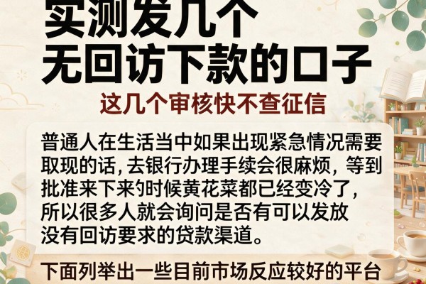 实测发几个无回访下款的口子，这几个审核快不查征信