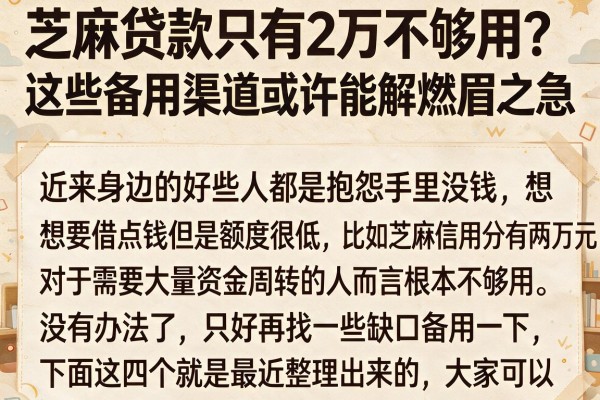 芝麻贷款只有2万不够用？这些备用渠道或许能解燃眉之急