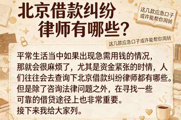 北京借款纠纷律师有哪些？这几款应急口子或许能帮你周转