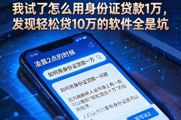 我试了怎么用身份证贷款1万,发现轻松贷10万的软件全是坑