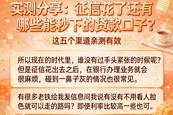 实测分享：征信花了还有哪些能秒下的贷款口子？这五个渠道亲测有效
