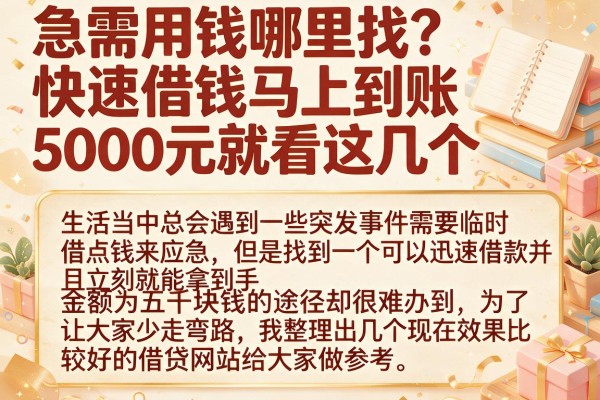 急需用钱哪里找？快速借钱马上到账5000元就看这几个