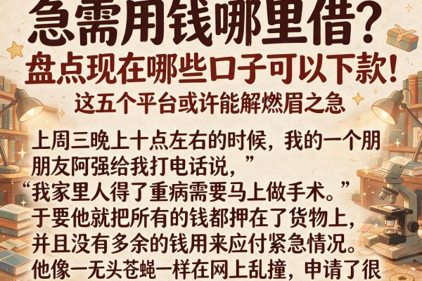 急需用钱哪里借？盘点现在哪些口子可以下款，这五个平台或许能解燃眉之急