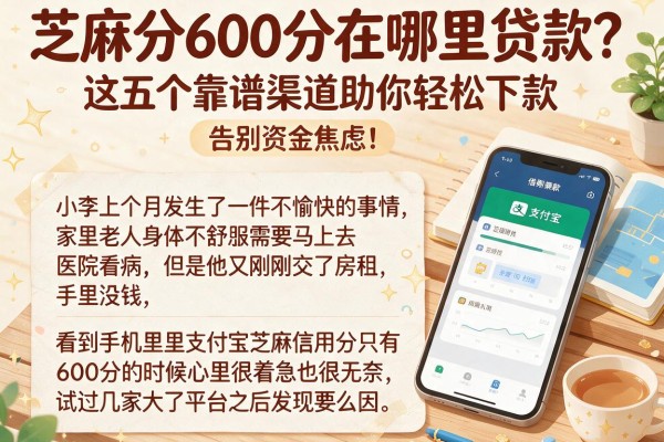 芝麻分600分在哪里贷款？这五个靠谱渠道助你轻松下款，告别资金焦虑！