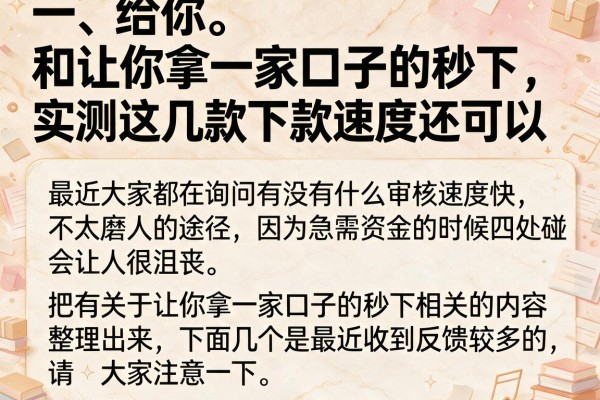 和让你拿一家口子的秒下，实测这几款下款速度还可以