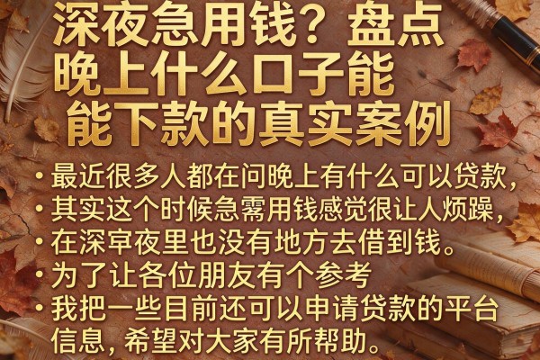 深夜急用钱？盘点晚上什么口子能下款的真实案例