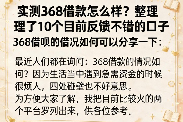 实测368借款怎么样？整理了10个目前反馈不错的口子