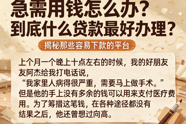 急需用钱怎么办？到底什么贷款最好办理？揭秘那些容易下款的平台