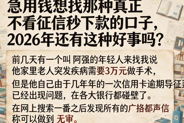 急用钱想找那种真正不看征信秒下款的口子，2026年还有这种好事吗？