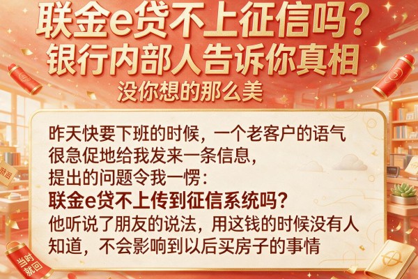 联金e贷不上征信吗？银行内部人告诉你真相没你想的那么美