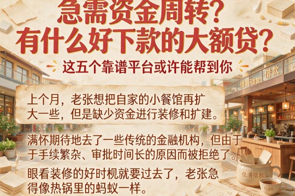 急需资金周转？有什么好下款的大额贷？这五个靠谱平台或许能帮到你