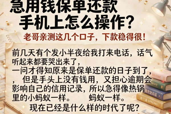 急用钱保单还款手机上怎么操作？老哥亲测这几个口子，下款稳得很！