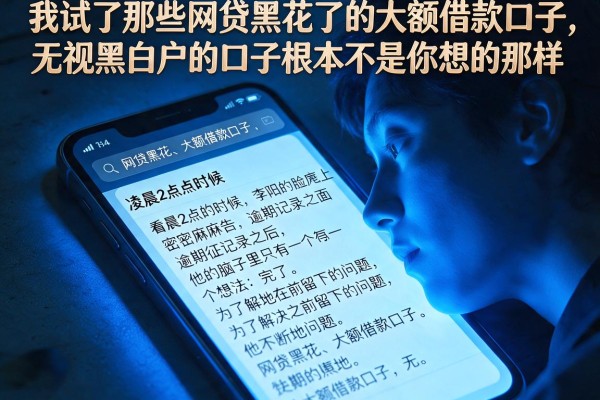 我试了那些网贷黑花了的大额借款口子，发现无视黑白户的口子根本不是你想的那样