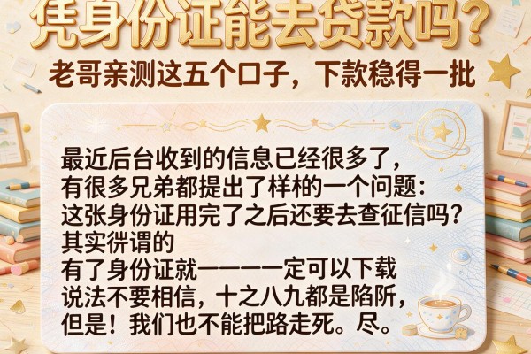凭身份证能去贷款吗？老哥亲测这五个口子，下款稳得一批