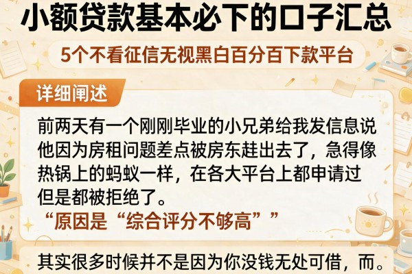 小额贷款基本必下的口子汇总，详细阐述5个不看征信无视黑白百分百下款平台