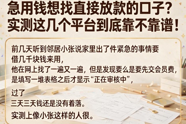 急用钱想找直接放款的口子？实测这几个平台到底靠不靠谱！