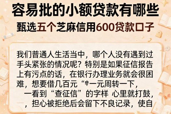 容易批的小额贷款有哪些，甄选五个芝麻信用600贷款口子