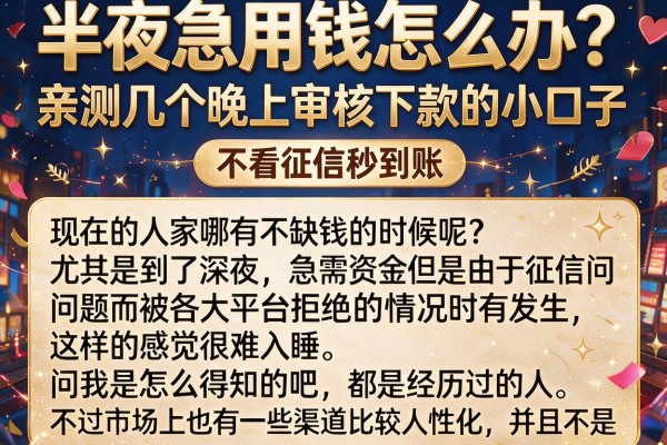 半夜急用钱怎么办？亲测几个晚上审核下款的小口子，不看征信秒到账
