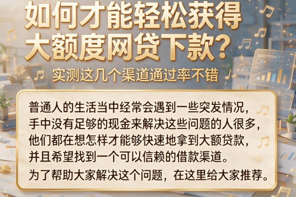 如何才能轻松获得大额度网贷下款？实测这几个渠道通过率不错