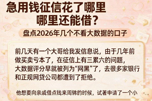 急用钱征信花了哪里还能借？盘点2026年几个不看大数据的口子