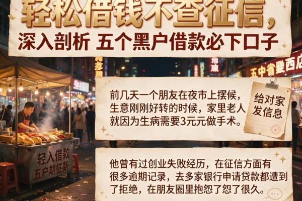 轻松借钱不查征信，深入剖析五个黑户借款必下口子