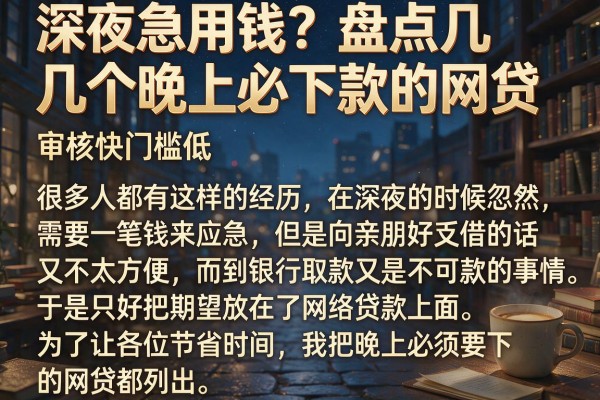 深夜急用钱？盘点几个晚上必下款的网贷，审核快门槛低