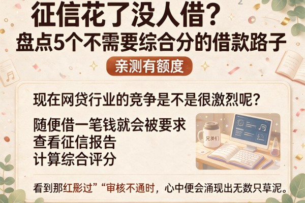 征信花了没人借？盘点5个不需要综合分的借款路子，亲测有额度