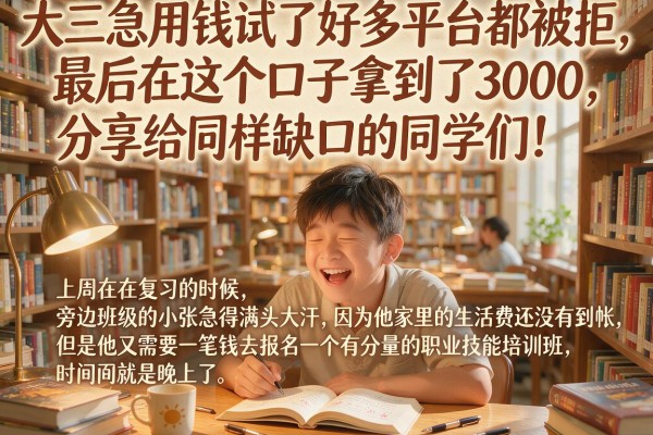大三急用钱试了好多平台都被拒，最后在这个口子拿到了3000，分享给同样缺口的同学们！