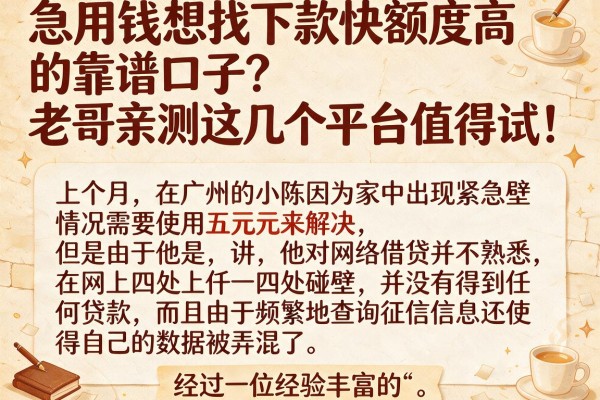 急用钱想找下款快额度高的靠谱口子？老哥亲测这几个平台值得试！