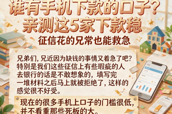 谁有手机下款的口子？亲测这5家下款稳，征信花的兄弟也能救急