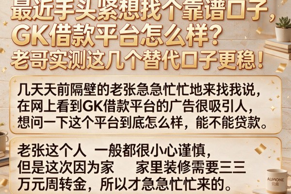 最近手头紧想找个靠谱口子,GK借款平台怎么样?老哥实测这几个替代口子更稳!
