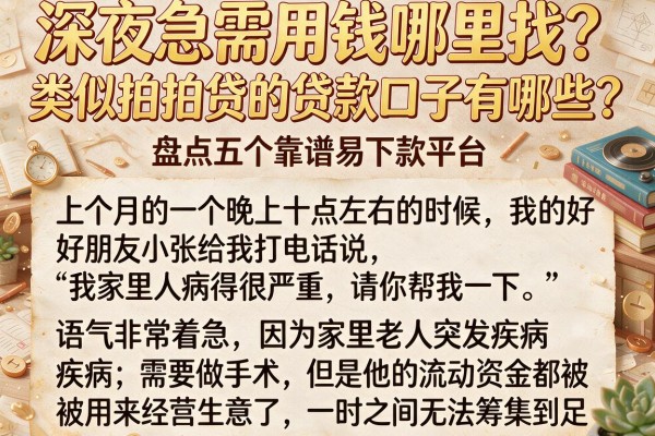 深夜急需用钱哪里找？类似拍拍贷的贷款口子有哪些？盘点五个靠谱易下款平台