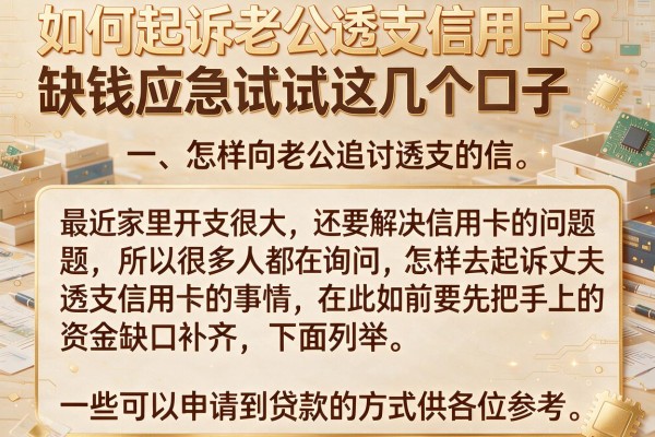 如何起诉老公透支信用卡？缺钱应急试试这几个口子