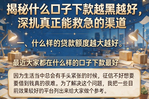 揭秘什么口子下款越黑越好，深扒真正能救急的渠道