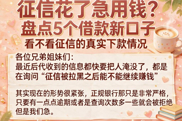 征信花了急用钱?盘点5个借款新口子看不看征信的真实下款情况