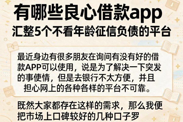 有哪些良心借款app，汇整5个不看年龄征信负债的平台