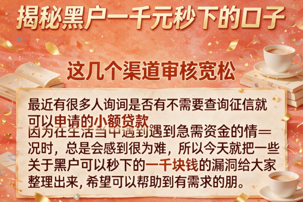 揭秘黑户一千元秒下的口子，这几个渠道审核宽松