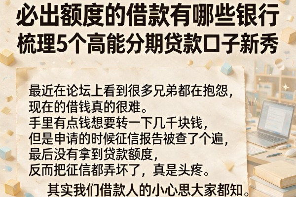 必出额度的借款有哪些银行，梳理5个高能分期贷款口子新秀