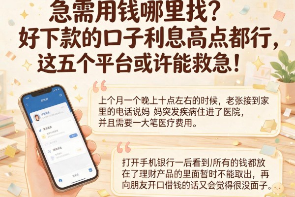 急需用钱哪里找？好下款的口子利息高点都行，这五个平台或许能救急！