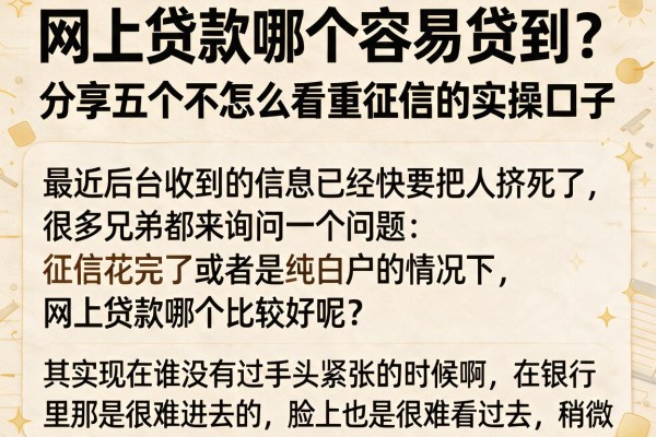 网上贷款哪个容易贷到？分享五个不怎么看重征信的实操口子