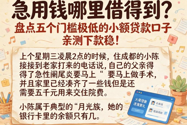 急用钱哪里借得到？盘点五个门槛极低的小额贷款口子，亲测下款稳！