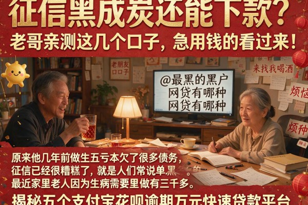 征信黑成炭还能下款?老哥亲测这几个口子,急用钱的看过来!@最黑的黑户网贷有哪种,揭秘五个支付宝花呗逾期万元快速贷款平台