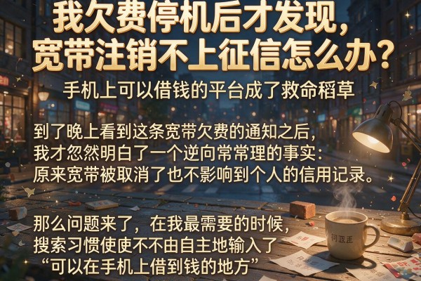 我欠费停机后才发现，宽带注销不上征信怎么办，手机上可以借钱的平台成了救命稻草