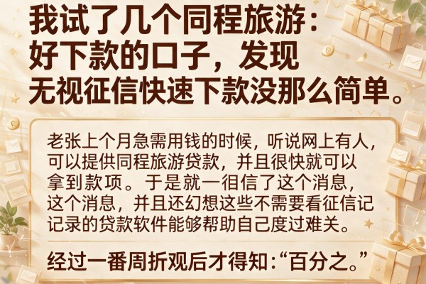 我试了几个同程旅游好下款的口子，发现无视征信快速下款没那么简单