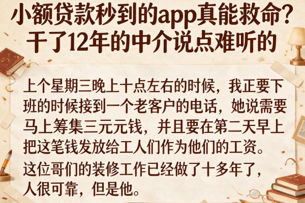 小额贷款秒到的app真能救命？干了12年的中介说点难听的
