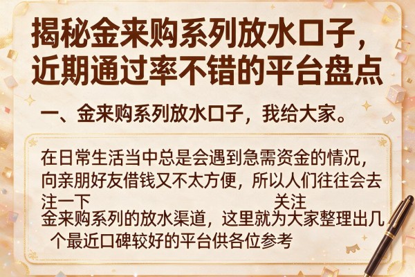 揭秘金来购系列放水口子，近期通过率不错的平台盘点
