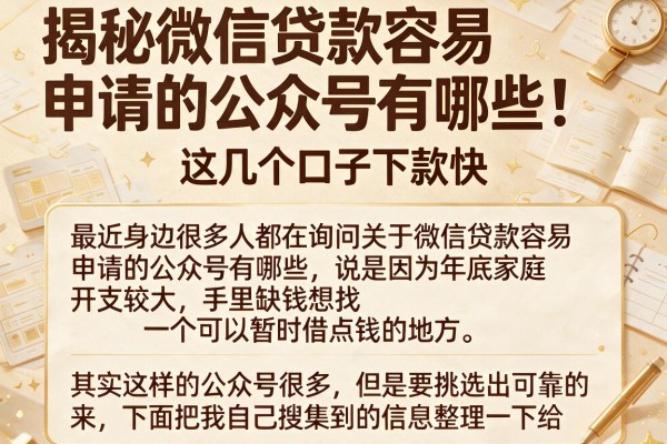 揭秘微信贷款容易申请的公众号有哪些,这几个口子下款快